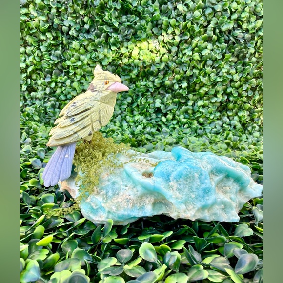 Other - Bird carving on Blue Aragonite || Handcrafted